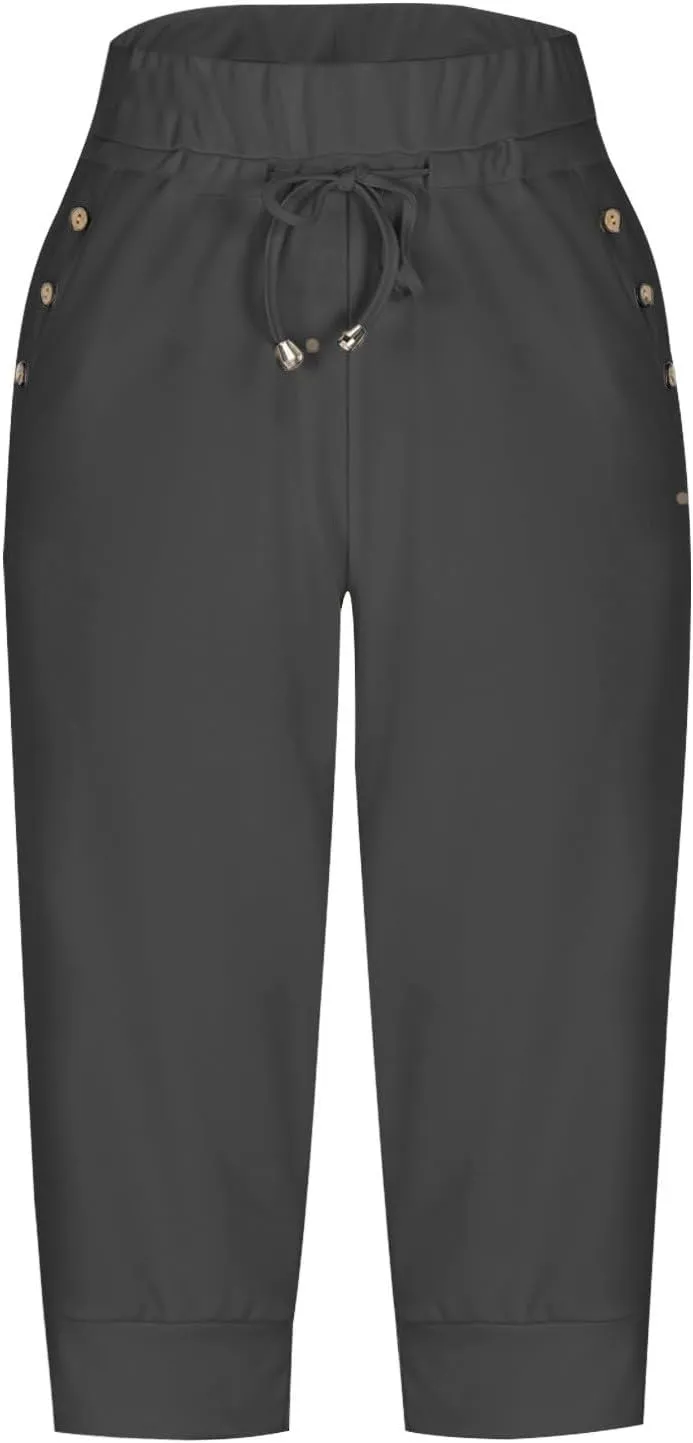 Capri Pants for Women Plus Size Capris Sweatpants for Women Summer Lightweight Stretchy Capri Joggers with Pockets