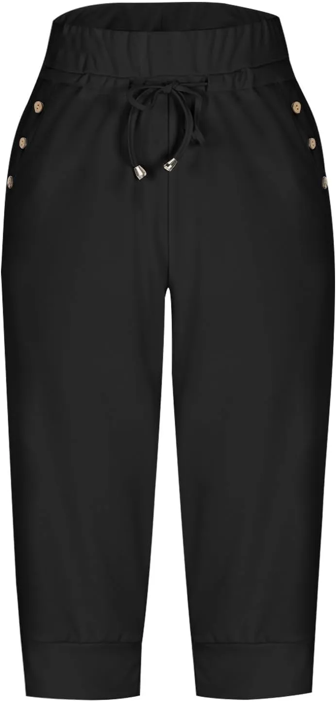 Capri Pants for Women Plus Size Capris Sweatpants for Women Summer Lightweight Stretchy Capri Joggers with Pockets