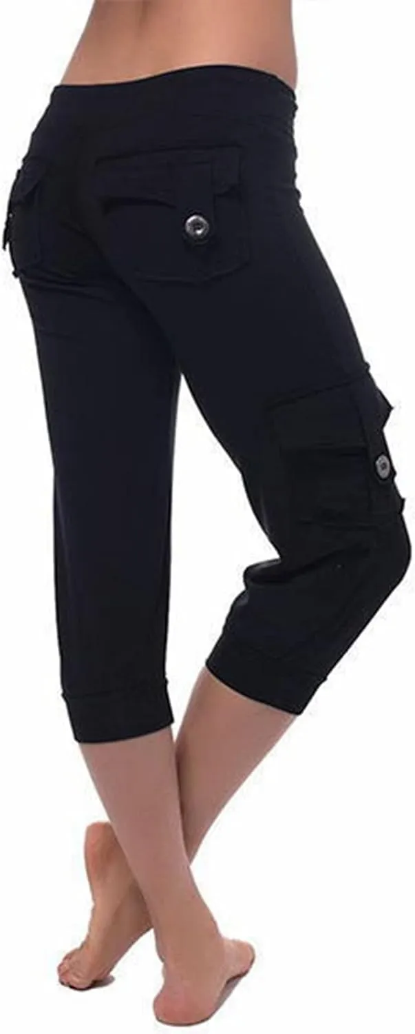 Capri Yoga Pants for Women Casual 2024 Summer Drawstring Elastic High Waist Pant Stretchy Cropped Trouser