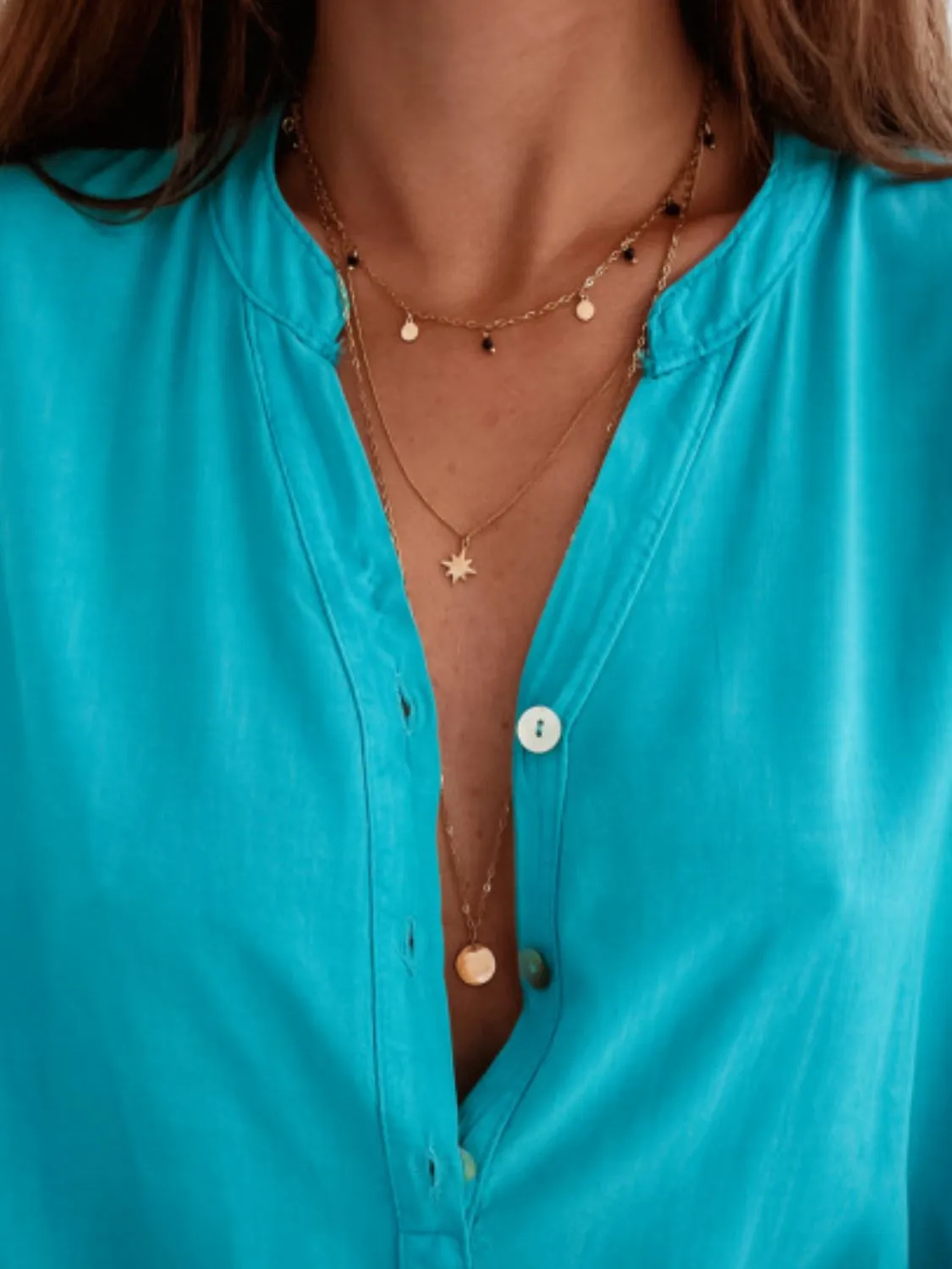 Cara Half Button Half Sleeve Cotton Linen Blouse