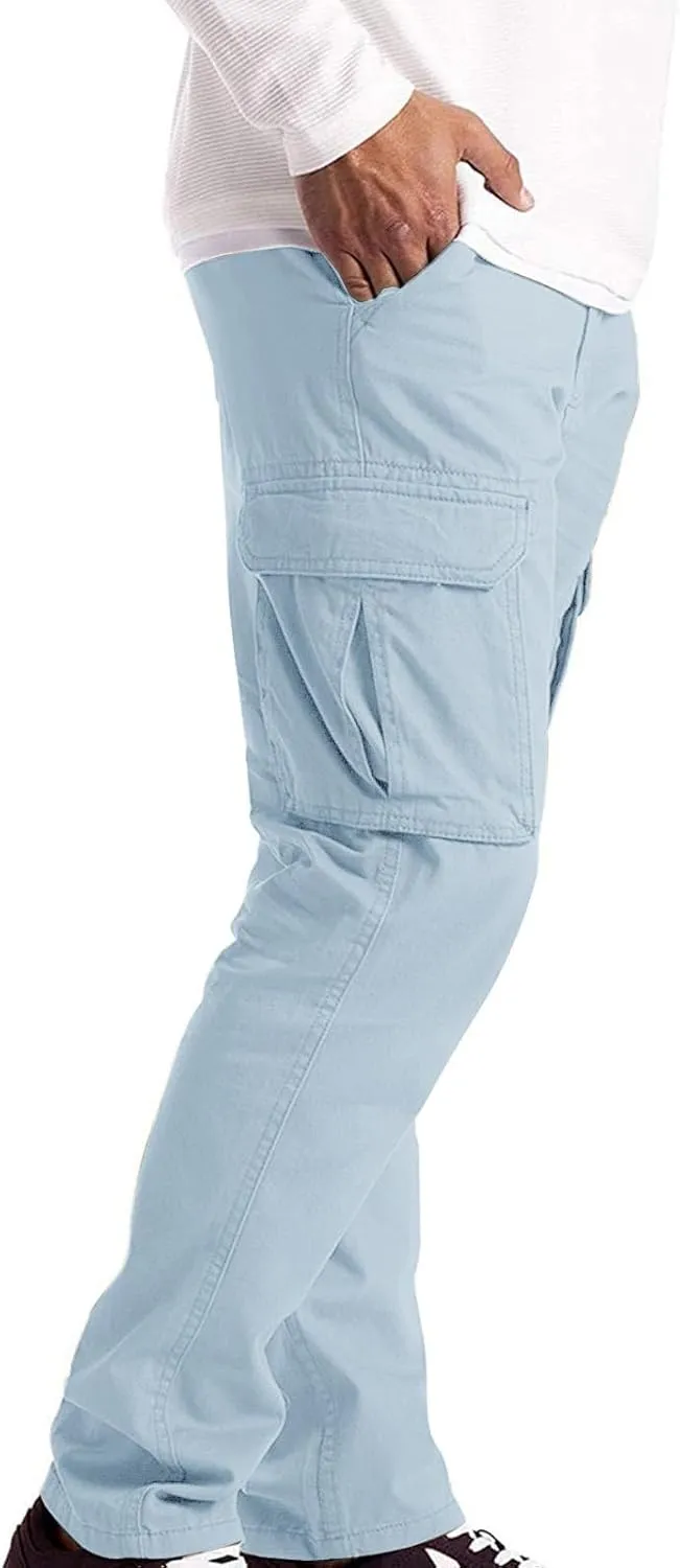 Cargo Pants for Men Tactical Jogging Pants Baggy Wide Leg Sweatpants Elastic Waist Jogger Pants with Multi Pockets
