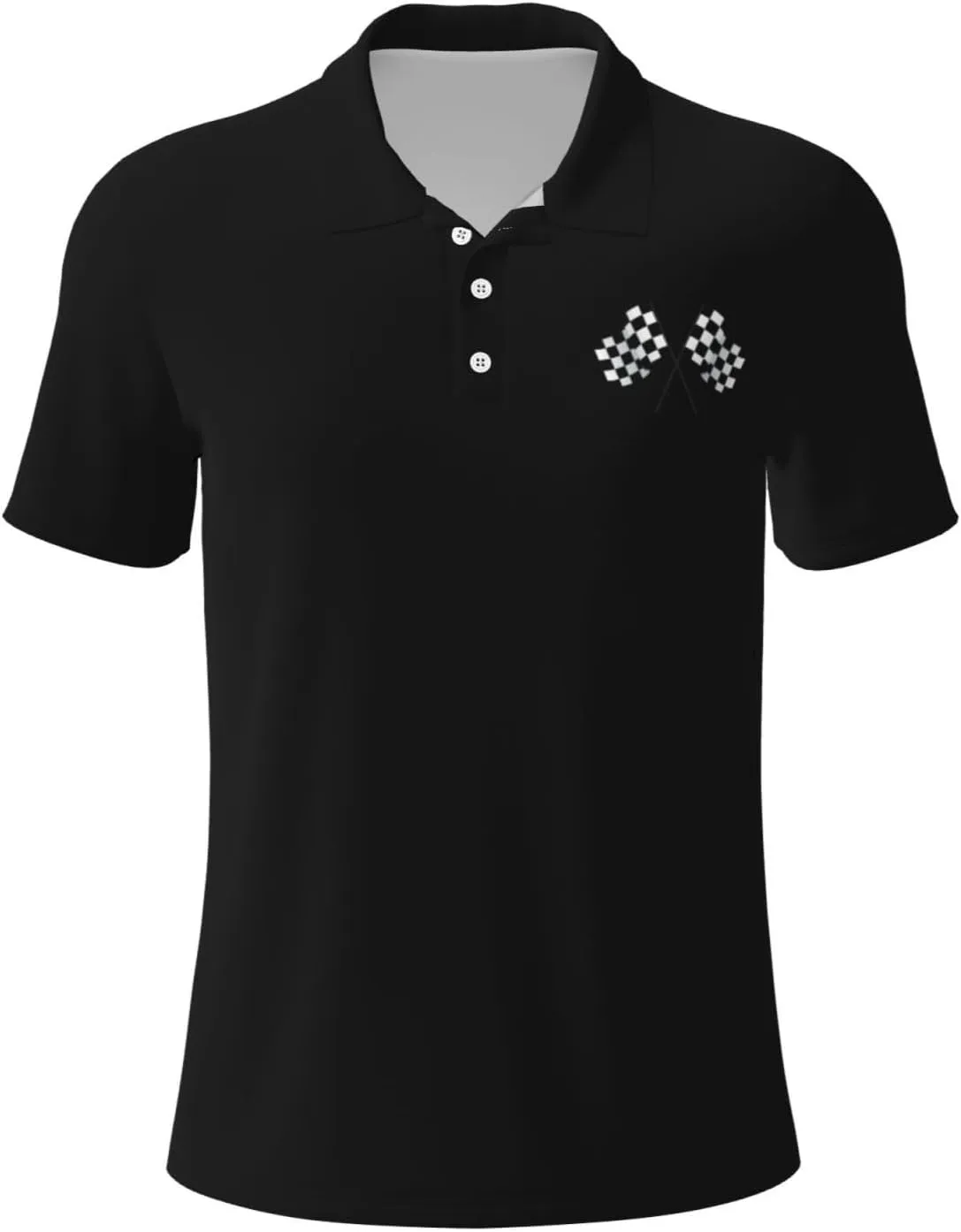 Checkered Flags Race Car Flag Polo Shirts for Men, Mens Golf Shirt Quick-Dry Short Sleeve Casual
