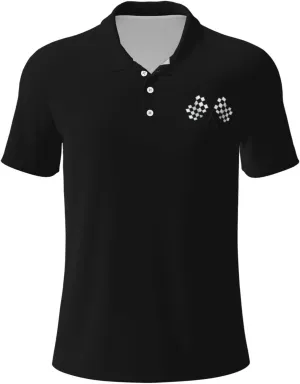Checkered Flags Race Car Flag Polo Shirts for Men, Mens Golf Shirt Quick-Dry Short Sleeve Casual