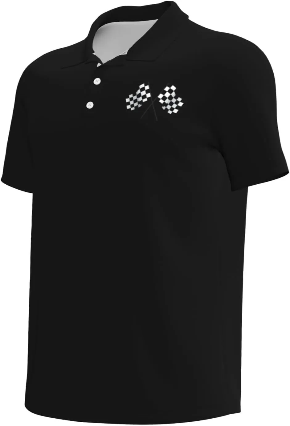 Checkered Flags Race Car Flag Polo Shirts for Men, Mens Golf Shirt Quick-Dry Short Sleeve Casual
