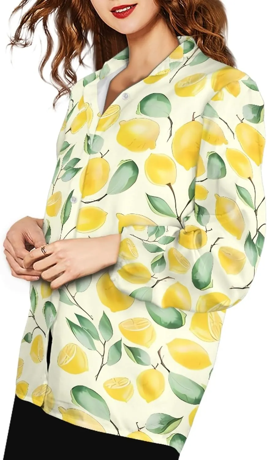 Coloranimal Women's Casual Long Sleeve Shirts Button Up V-Neck Blouse Tunic Tops Size S-5XL