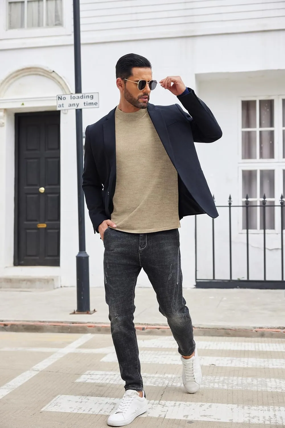 COOFANDY Men's Mock Turtleneck Long Sleeve T Shirts Basic Casual Knitted Half Neck Thermal Lightweight Pullover Sweater