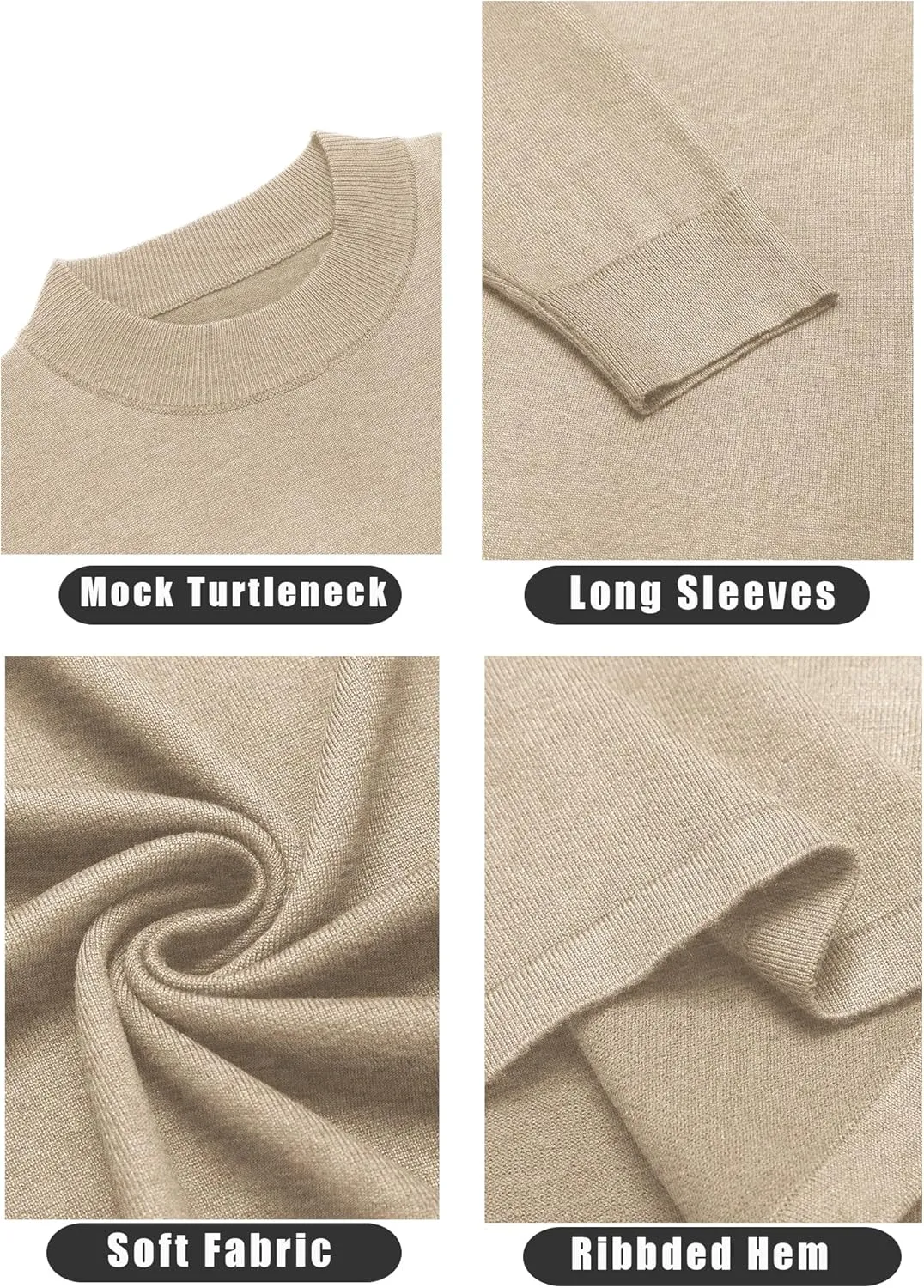 COOFANDY Men's Mock Turtleneck Long Sleeve T Shirts Basic Casual Knitted Half Neck Thermal Lightweight Pullover Sweater