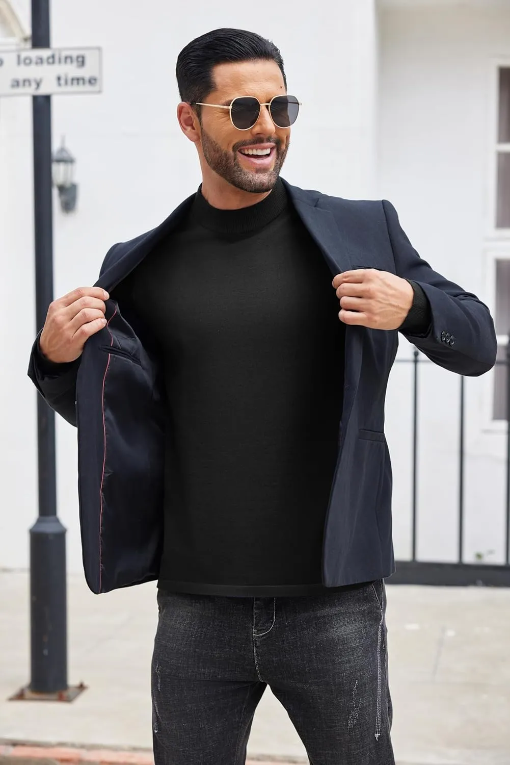 COOFANDY Men's Mock Turtleneck Long Sleeve T Shirts Basic Casual Knitted Half Neck Thermal Lightweight Pullover Sweater