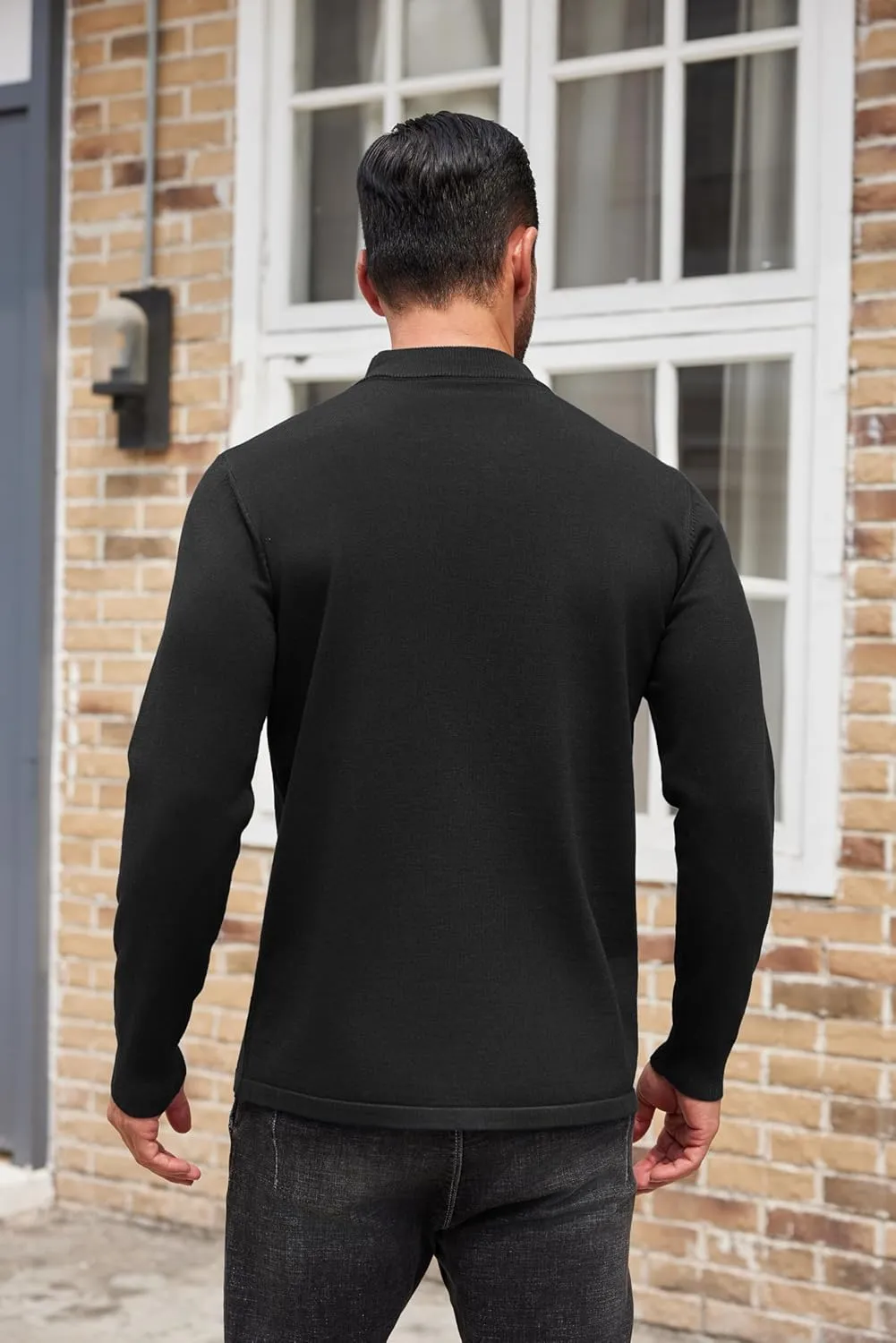 COOFANDY Men's Mock Turtleneck Long Sleeve T Shirts Basic Casual Knitted Half Neck Thermal Lightweight Pullover Sweater