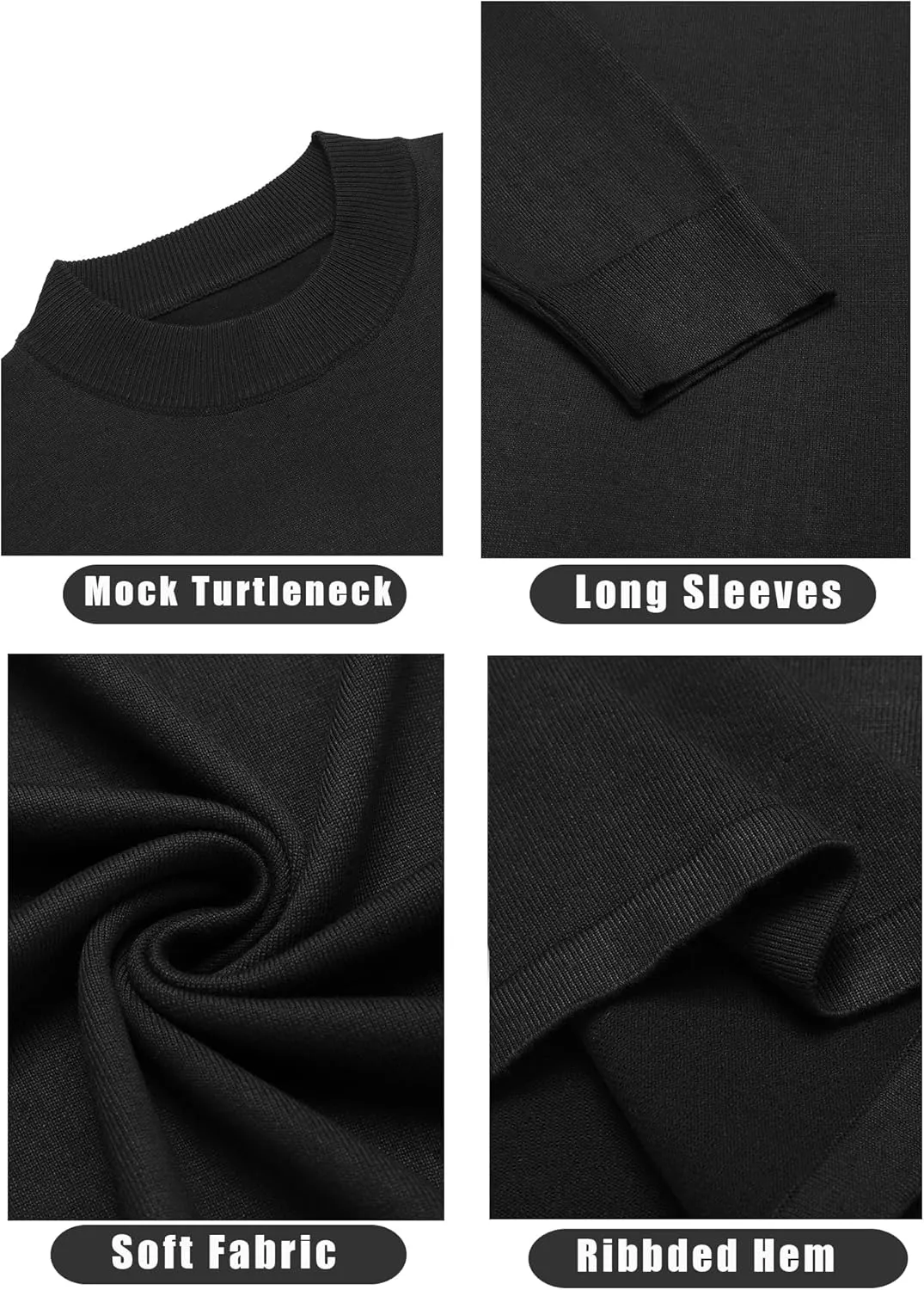 COOFANDY Men's Mock Turtleneck Long Sleeve T Shirts Basic Casual Knitted Half Neck Thermal Lightweight Pullover Sweater