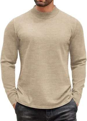 COOFANDY Men's Mock Turtleneck Long Sleeve T Shirts Basic Casual Knitted Half Neck Thermal Lightweight Pullover Sweater