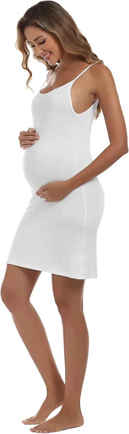 COSYOU Womens Modal Cotton Mini Dress Maternity Slip Dress Spaghetti Strap Camisole Sleeveless Nightgowns