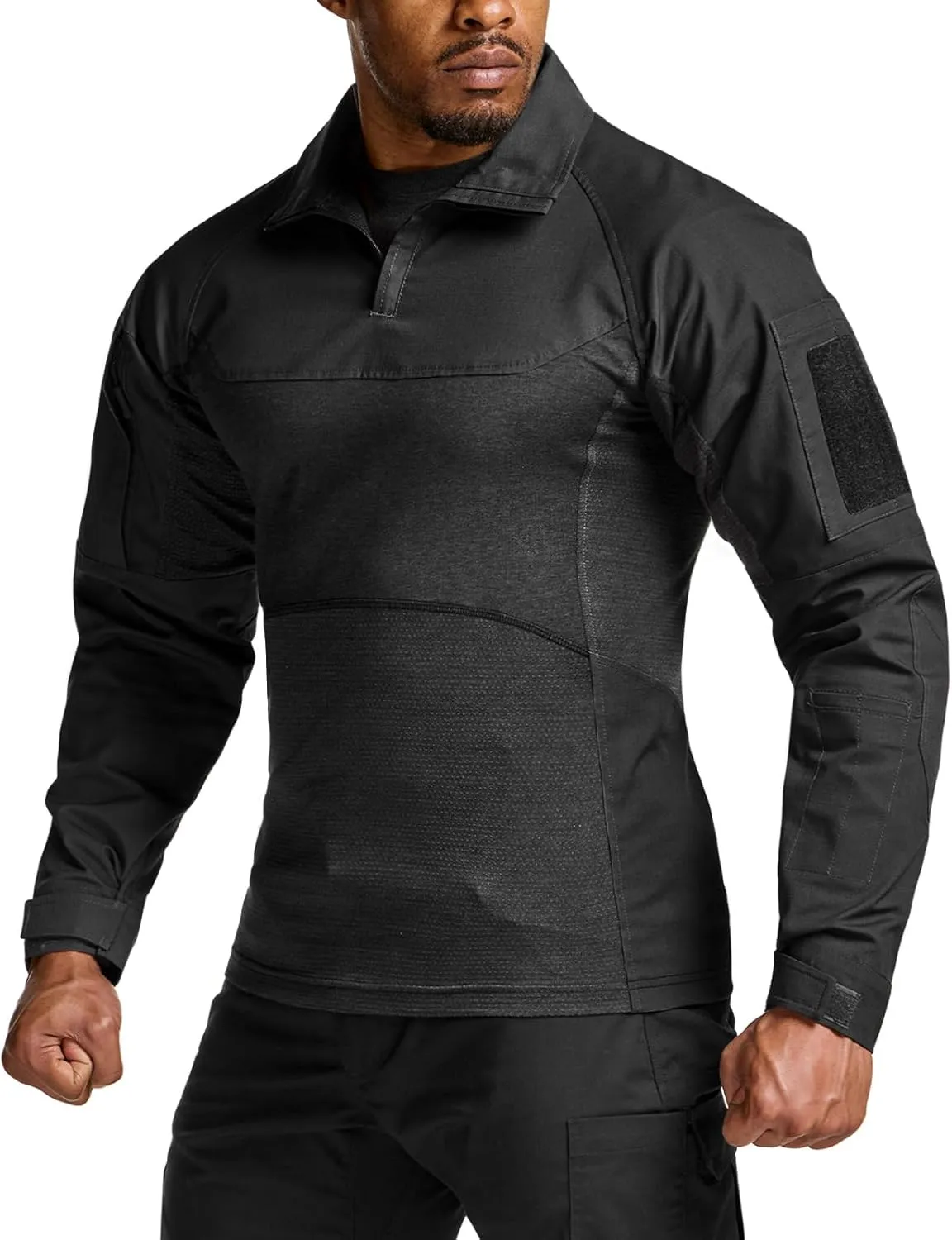 CQR Men's Combat Shirt Tactical 1/4 Zip Long Sleeve Military BDU Shirts Camo EDC Top with Pockets