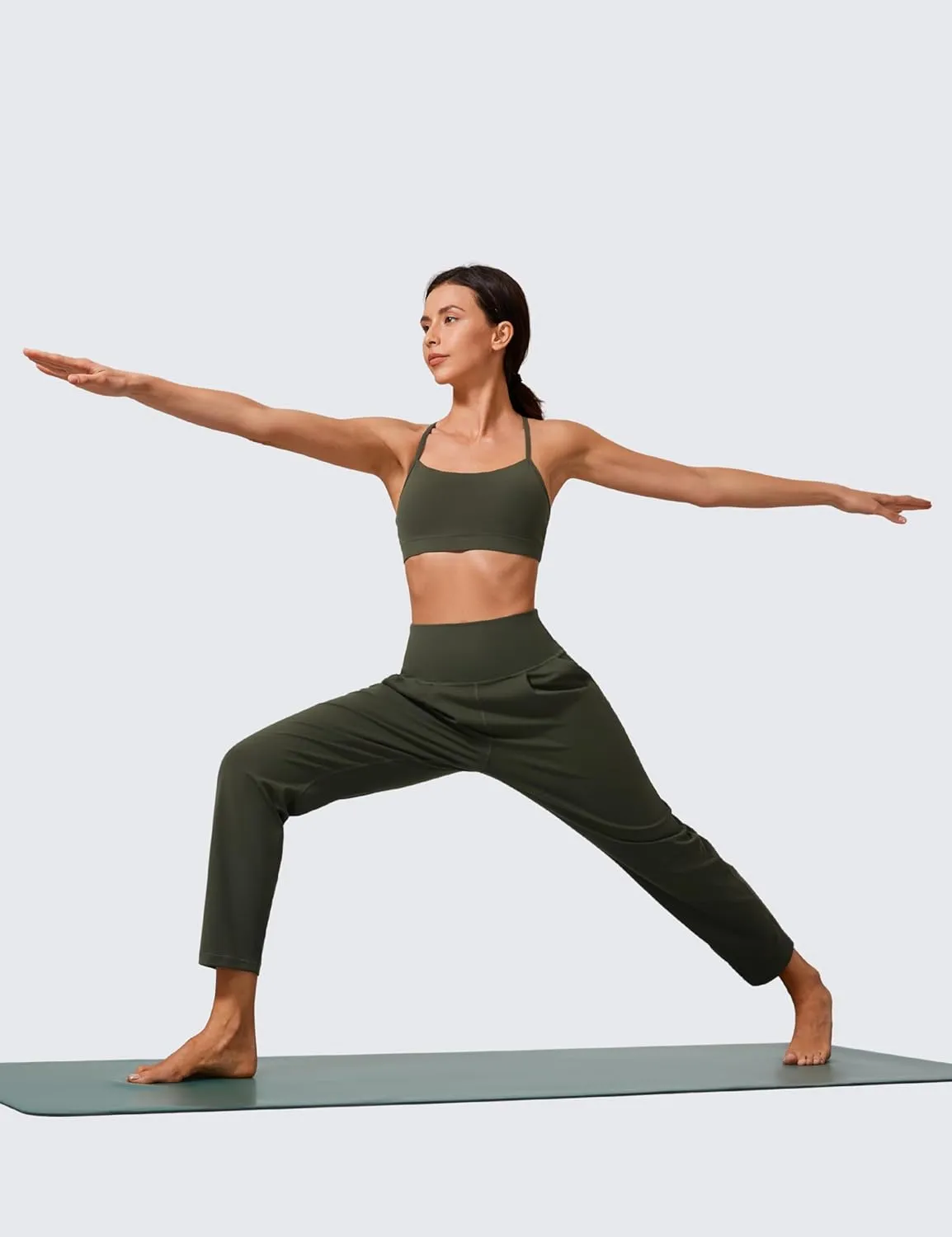 CRZ YOGA Butterlift Ankle Casual Yoga Pants for Women 7/8 Tapered Front Pleated for Lounge Travel with Pockets