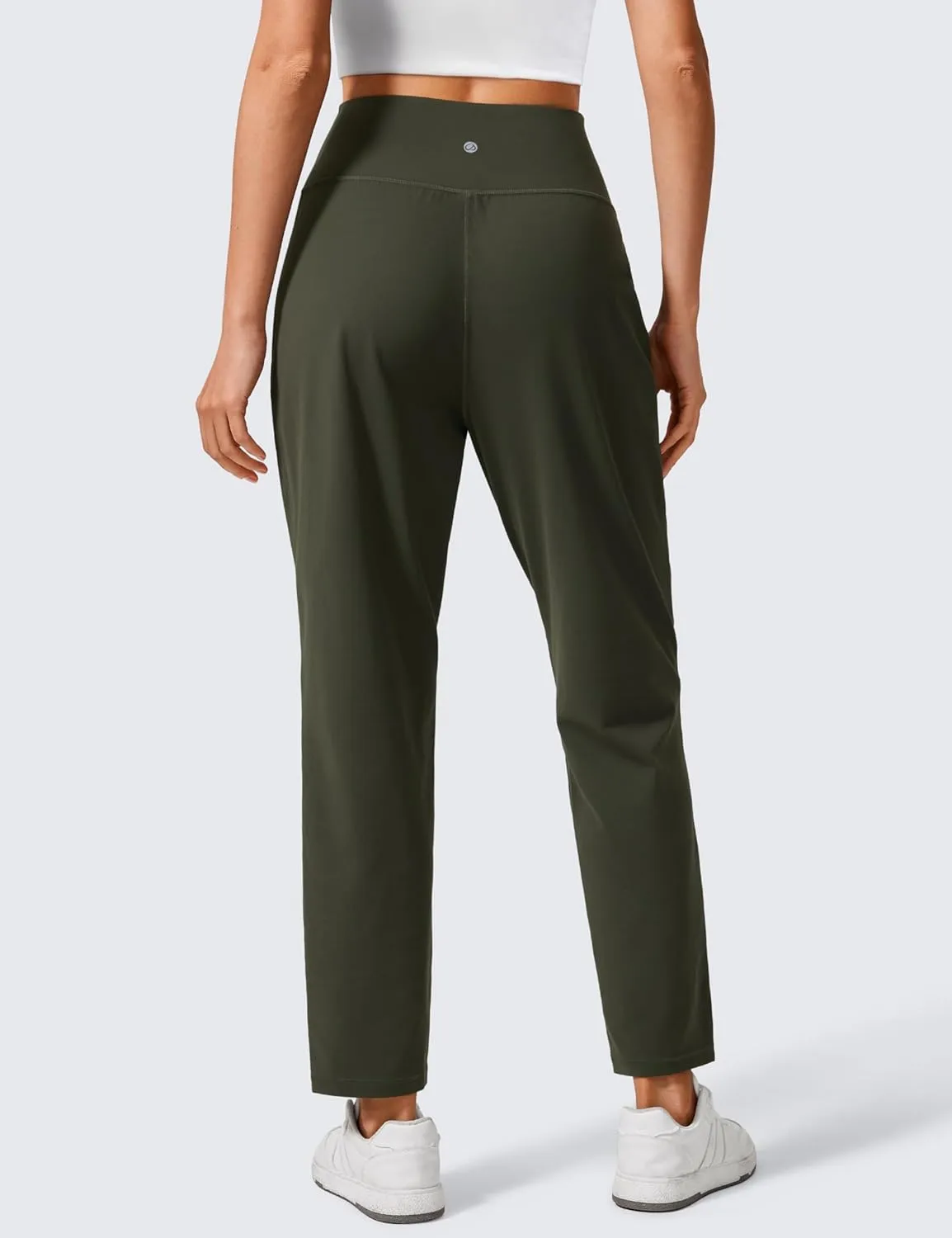 CRZ YOGA Butterlift Ankle Casual Yoga Pants for Women 7/8 Tapered Front Pleated for Lounge Travel with Pockets