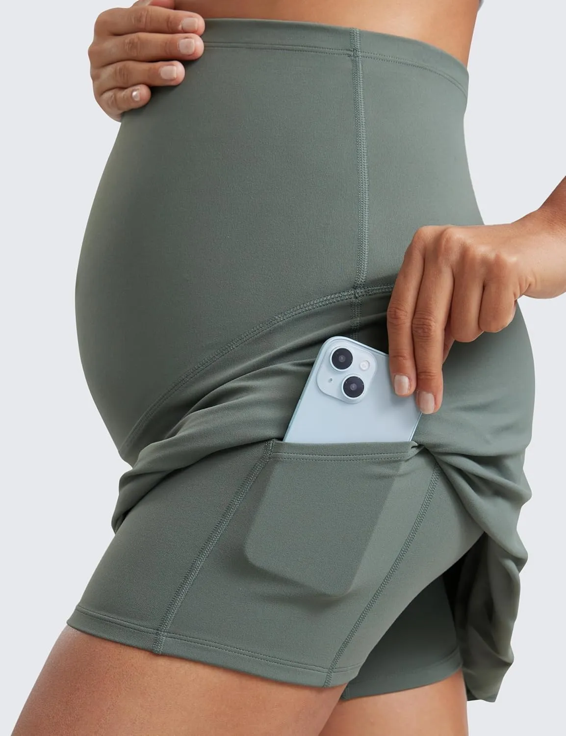 CRZ YOGA Butterluxe Maternity High Waisted Skirts for Women A Line Golf Tennis Workout Casual Pregnancy with Shorts Pockets