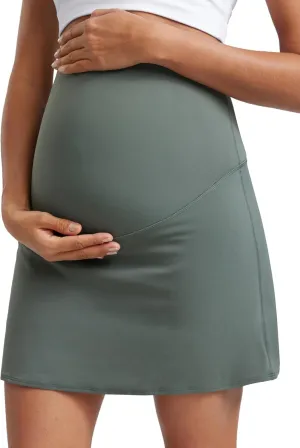 CRZ YOGA Butterluxe Maternity High Waisted Skirts for Women A Line Golf Tennis Workout Casual Pregnancy with Shorts Pockets