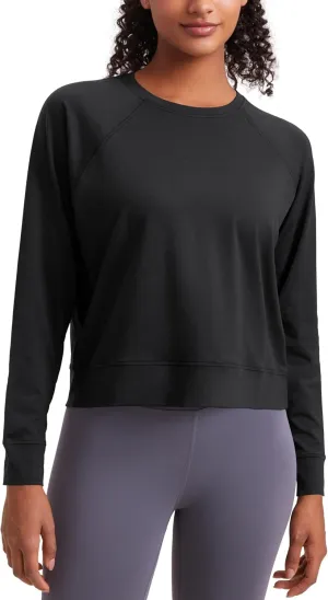 CRZ YOGA Cloud Jersey Pullover Sweatshirt for Women Long Sleeve Soft Casual Crewneck Tops Basic Workout Fall Shirts