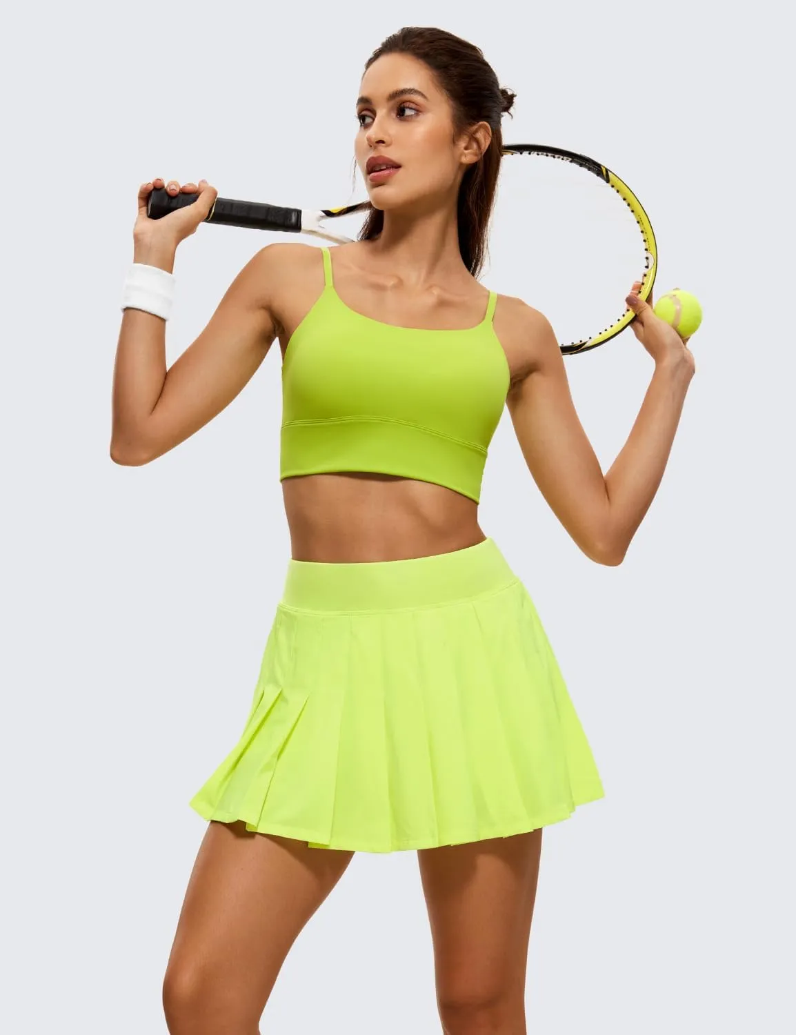 CRZ YOGA Cute Pleated Skirts for Women High Waisted Tennis Golf Skorts with Pockets Casual Athletic Workout Skater