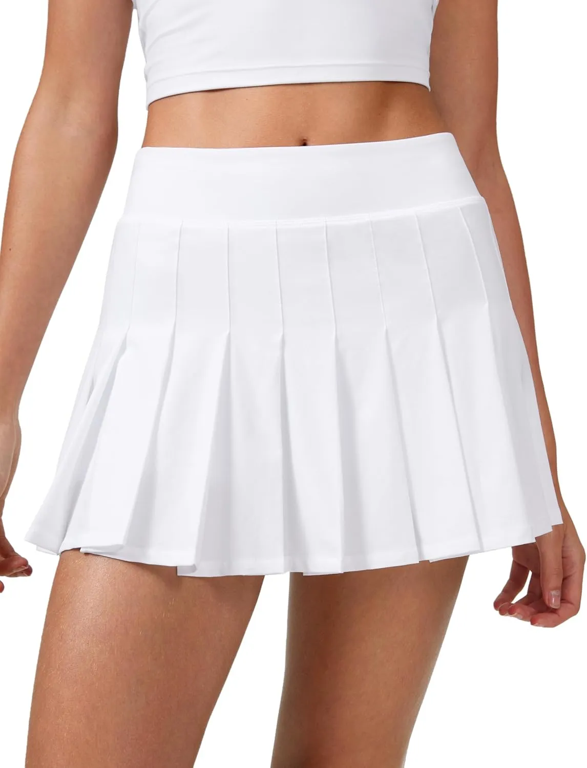 CRZ YOGA Cute Pleated Skirts for Women High Waisted Tennis Golf Skorts with Pockets Casual Athletic Workout Skater