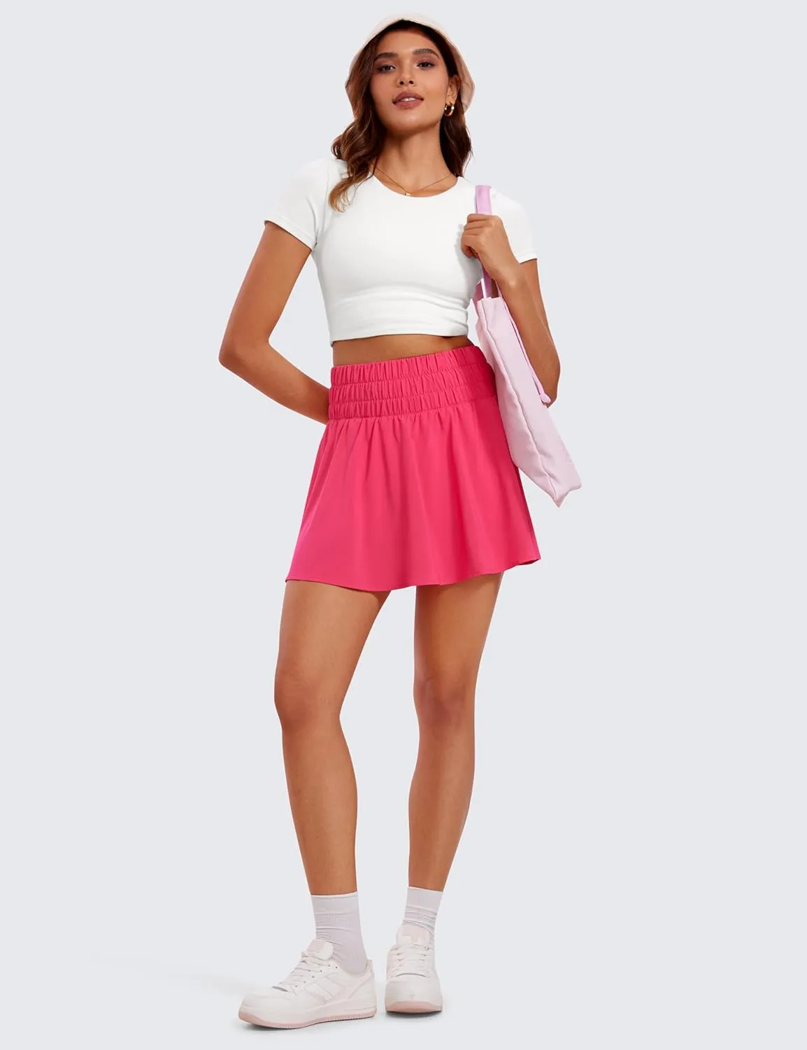 CRZ YOGA High Waisted Flowy Tennis Skirts for Women Pleated Casual Golf Athletic Pickleball Skorts with Shorts Pockets