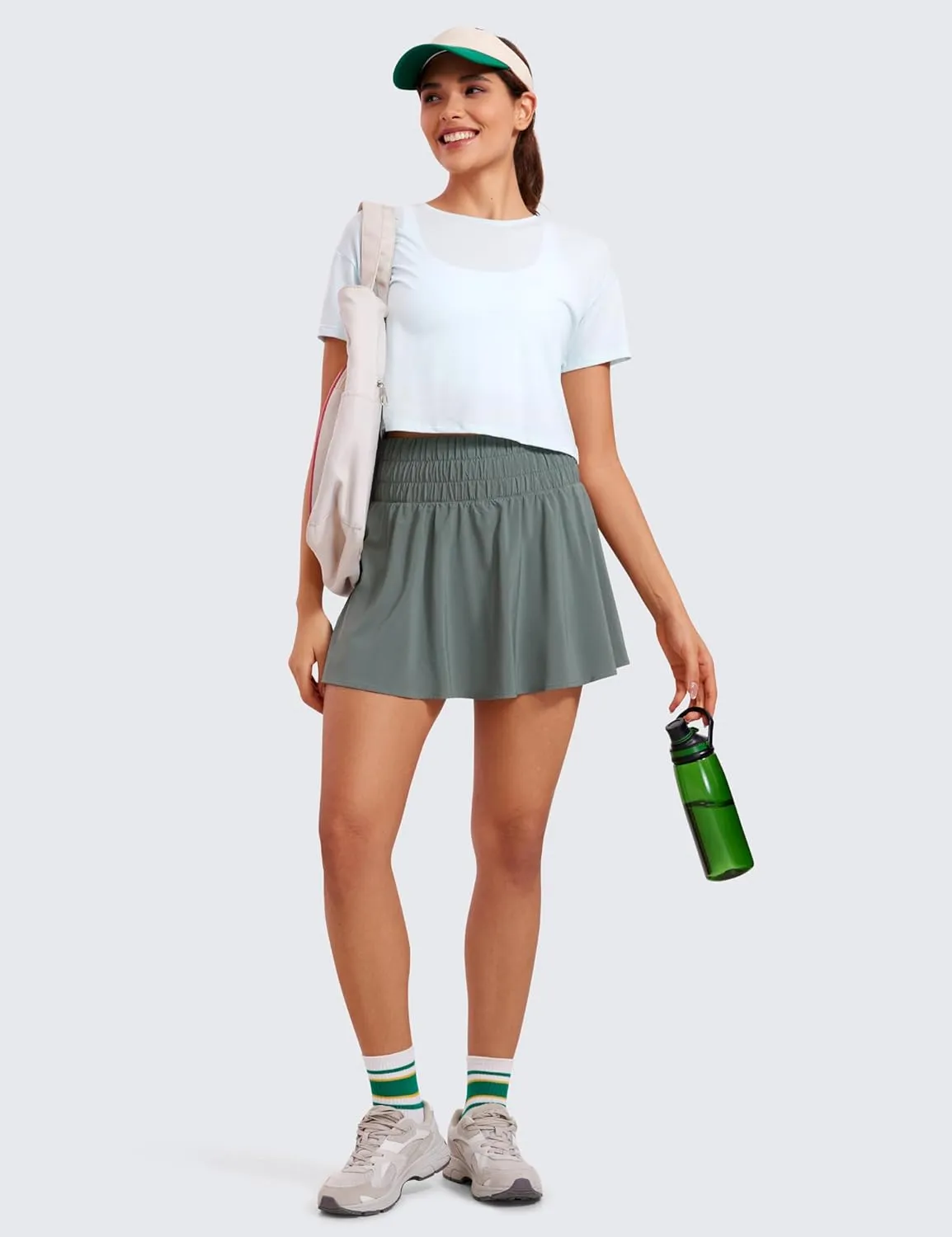 CRZ YOGA High Waisted Flowy Tennis Skirts for Women Pleated Casual Golf Athletic Pickleball Skorts with Shorts Pockets