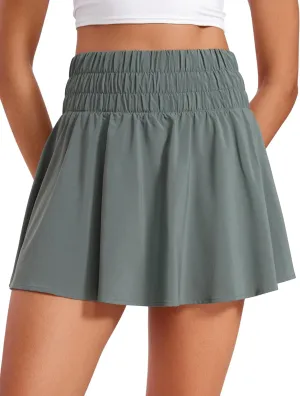 CRZ YOGA High Waisted Flowy Tennis Skirts for Women Pleated Casual Golf Athletic Pickleball Skorts with Shorts Pockets
