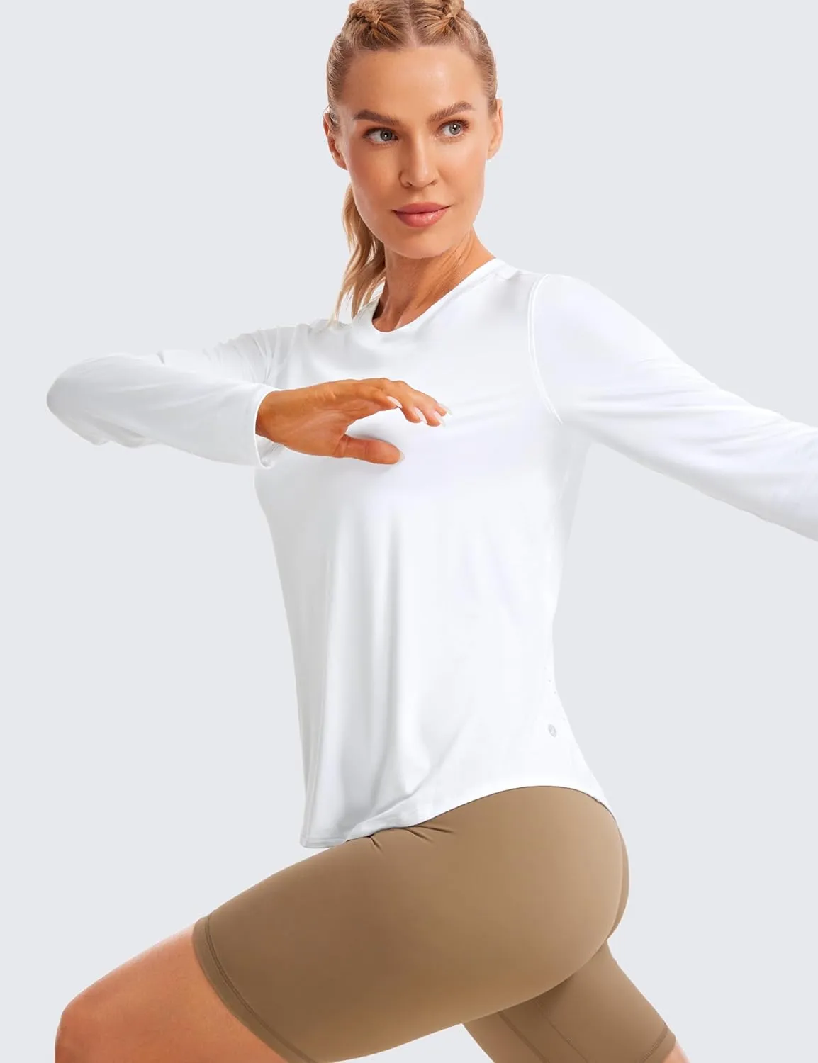 CRZ YOGA Lightweight Long Sleeve Workout Shirts for Women Gym Running Fall Tshirts High Neck Athletic Training Tops
