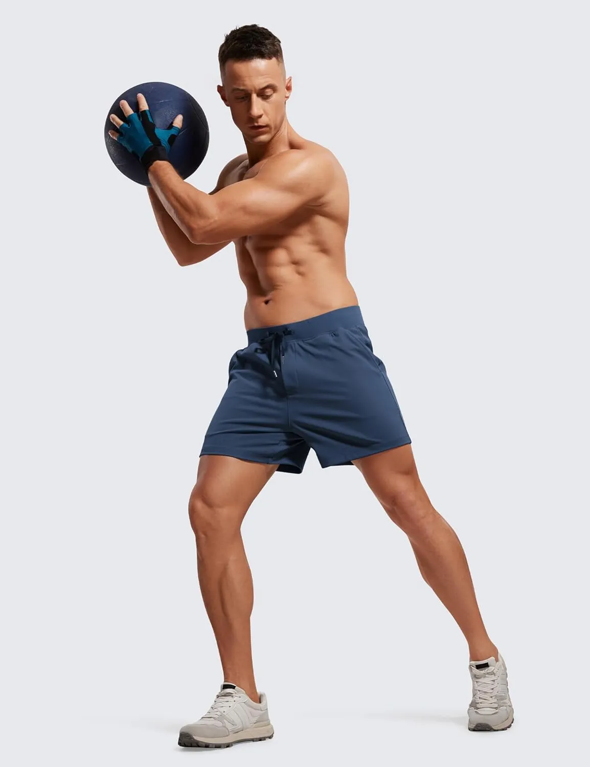 CRZ YOGA Men's Four-Way Stretch Workout Shorts - 5'' Soft Durable for Casual Athletic with Pockets