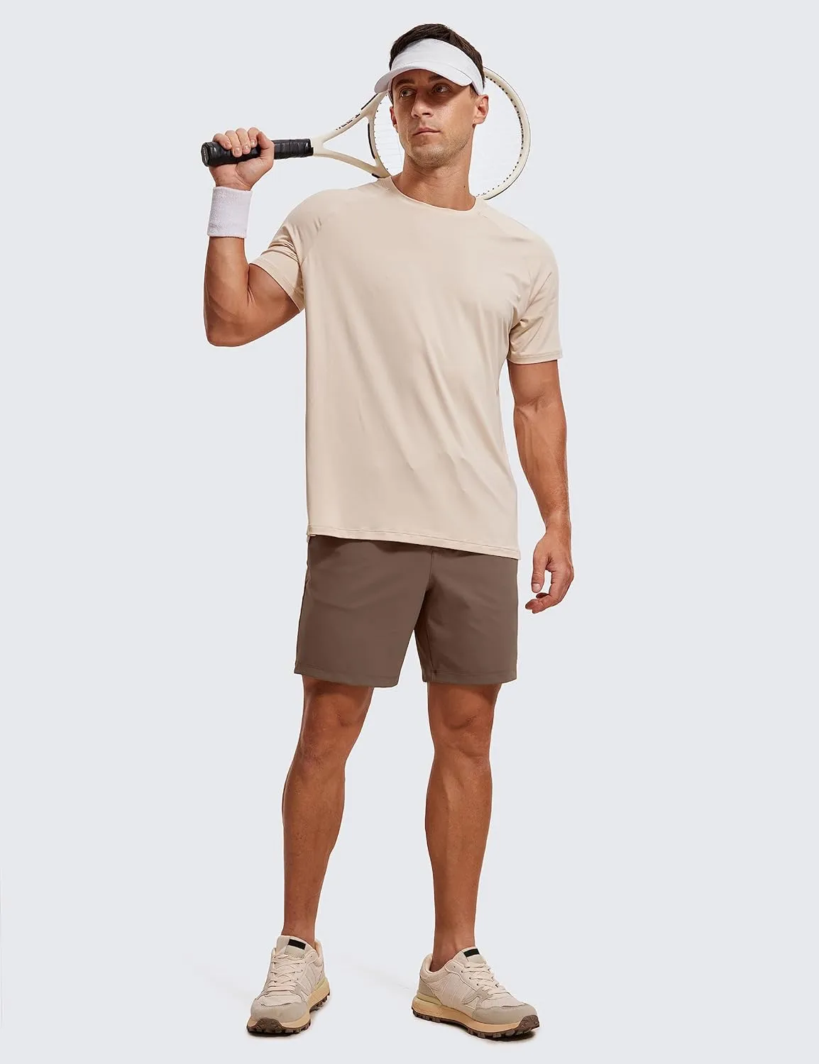 CRZ YOGA Men's Four-Way Stretch Workout Shorts - 7'' Soft Durable for Casual Athletic with Pockets