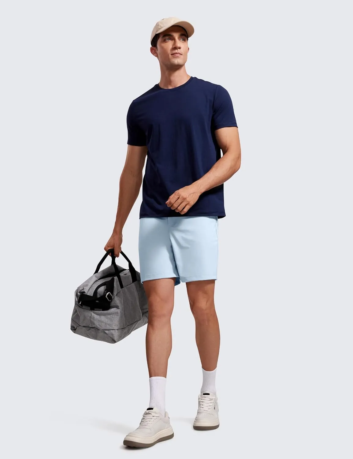 CRZ YOGA Men's Four-Way Stretch Workout Shorts - 7'' Soft Durable for Casual Athletic with Pockets