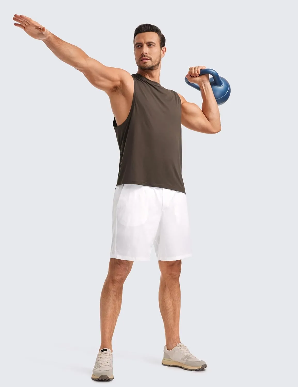 CRZ YOGA Mens Lightweight Muscle Workout Tank Tops Quick Dry Large Armhole Sleeveless Running Athletic Shirts Top