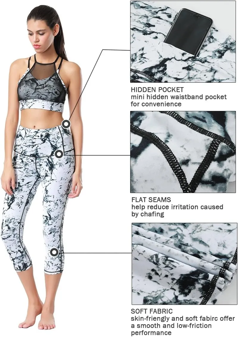 Dragon Fit Compression Yoga Pants Power Stretch Workout Leggings with High Waist Tummy Control