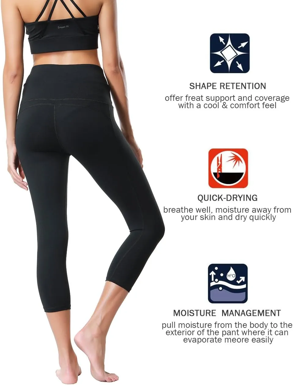 Dragon Fit Compression Yoga Pants Power Stretch Workout Leggings with High Waist Tummy Control