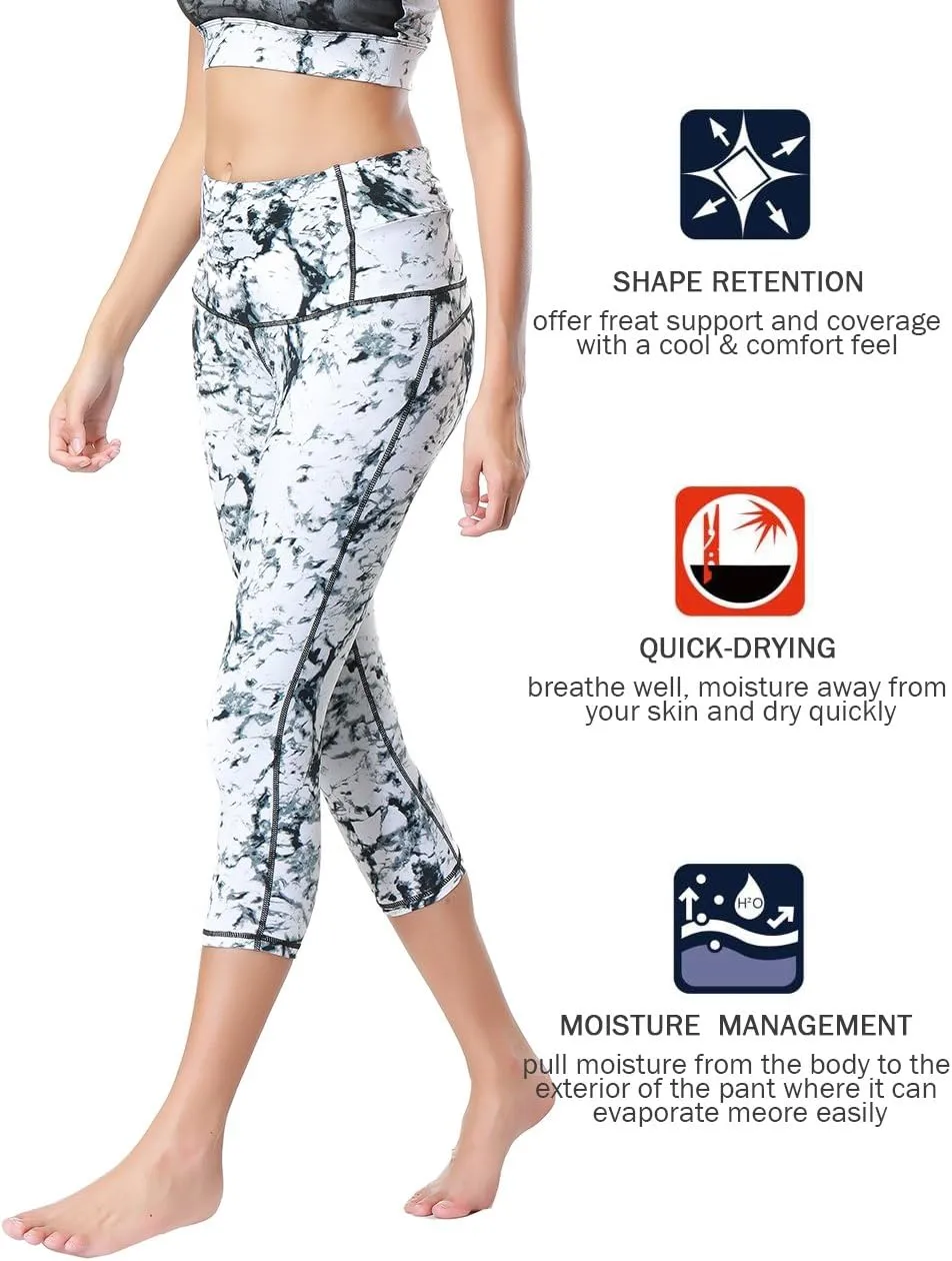 Dragon Fit Compression Yoga Pants Power Stretch Workout Leggings with High Waist Tummy Control
