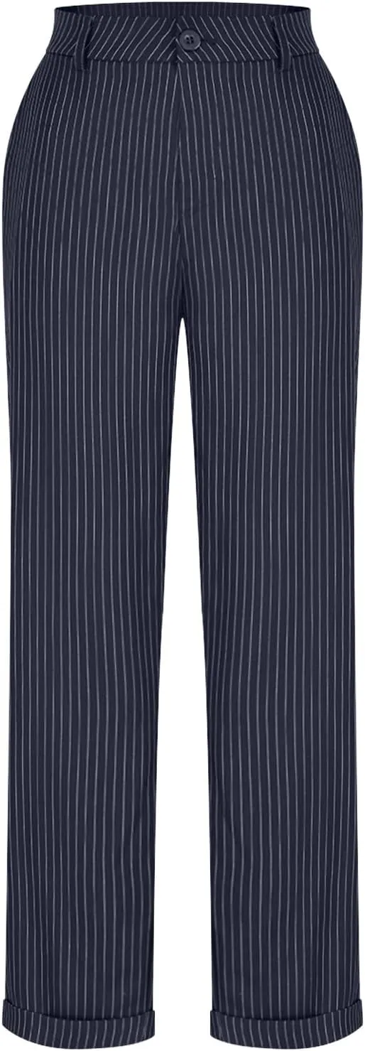 Dress Pants for Women Wide Leg High Waist Casual Loose Fit Straight Leg Work Pants Business Trousers with Pockets