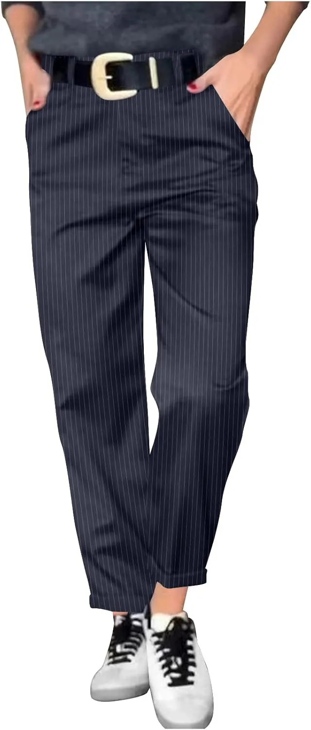 Dress Pants for Women Wide Leg High Waist Casual Loose Fit Straight Leg Work Pants Business Trousers with Pockets