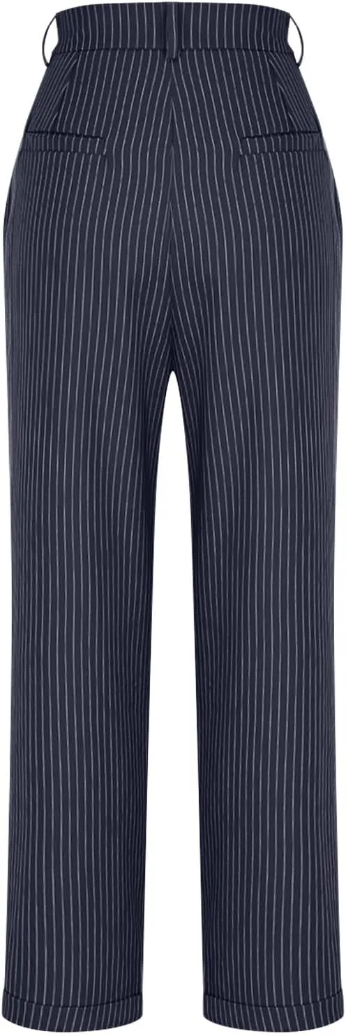 Dress Pants for Women Wide Leg High Waist Casual Loose Fit Straight Leg Work Pants Business Trousers with Pockets