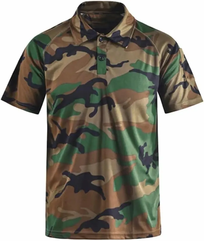 Dvbfufv Men's Shirts Men's Tactical Camo1 Polos Shirt Men's Clothing Summer Casual Quick Dry T- Shirt