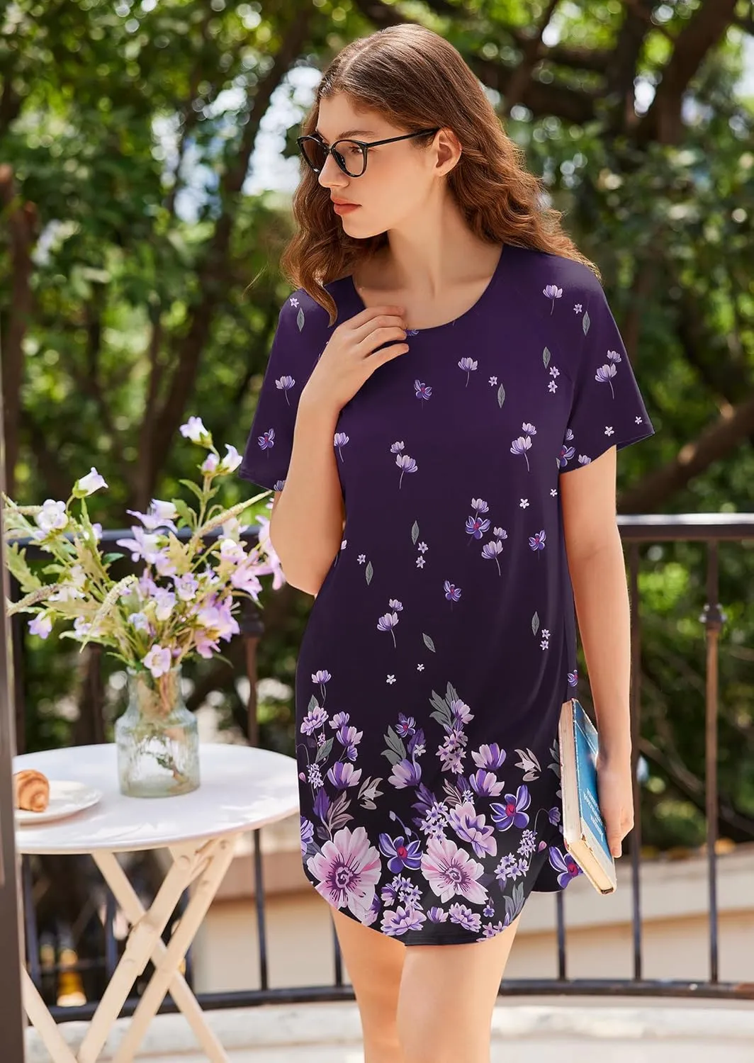 Ekouaer Nightgowns for Women 3 Pack Sleep Shirts Short Sleeve Nightshirt Pullover Nightdress Soft Sleepwear S-XXXL