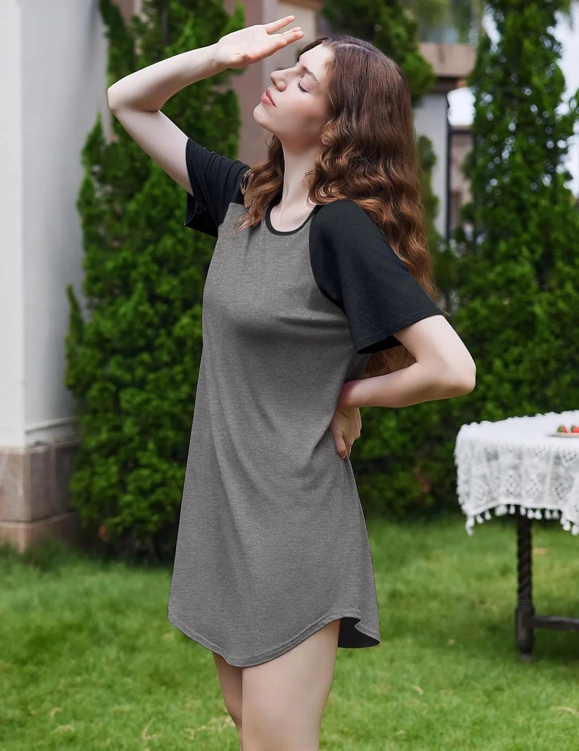 Ekouaer Nightgowns for Women 3 Pack Sleep Shirts Short Sleeve Nightshirt Pullover Nightdress Soft Sleepwear S-XXXL