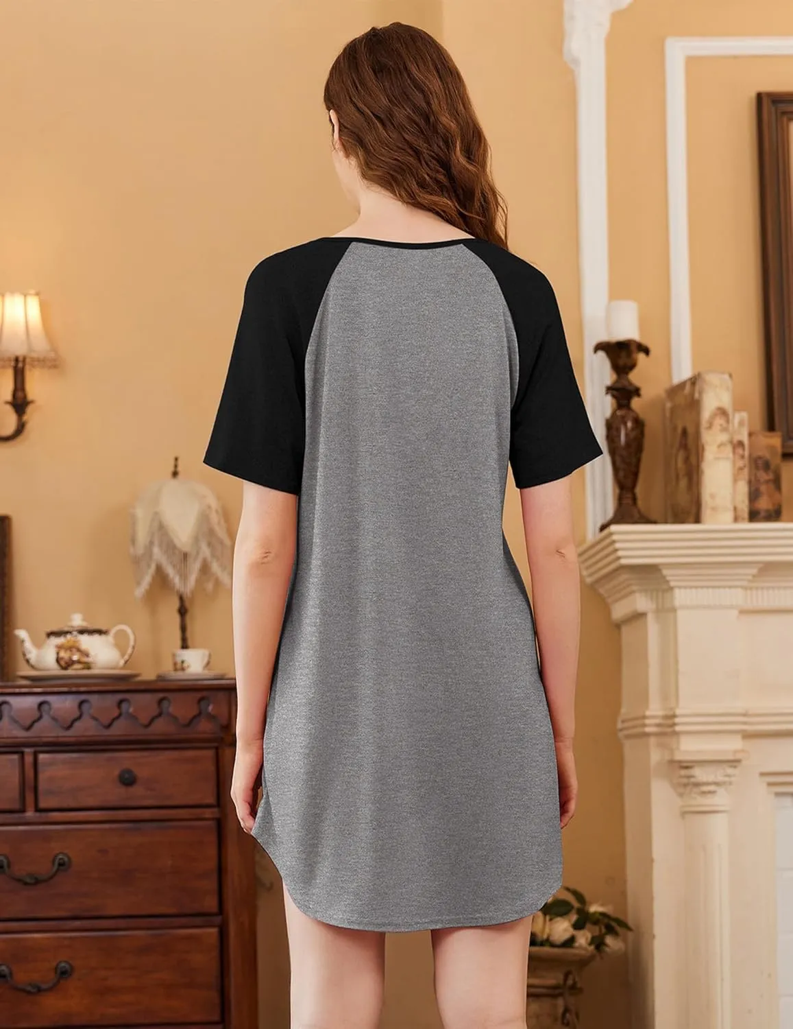 Ekouaer Nightgowns for Women 3 Pack Sleep Shirts Short Sleeve Nightshirt Pullover Nightdress Soft Sleepwear S-XXXL