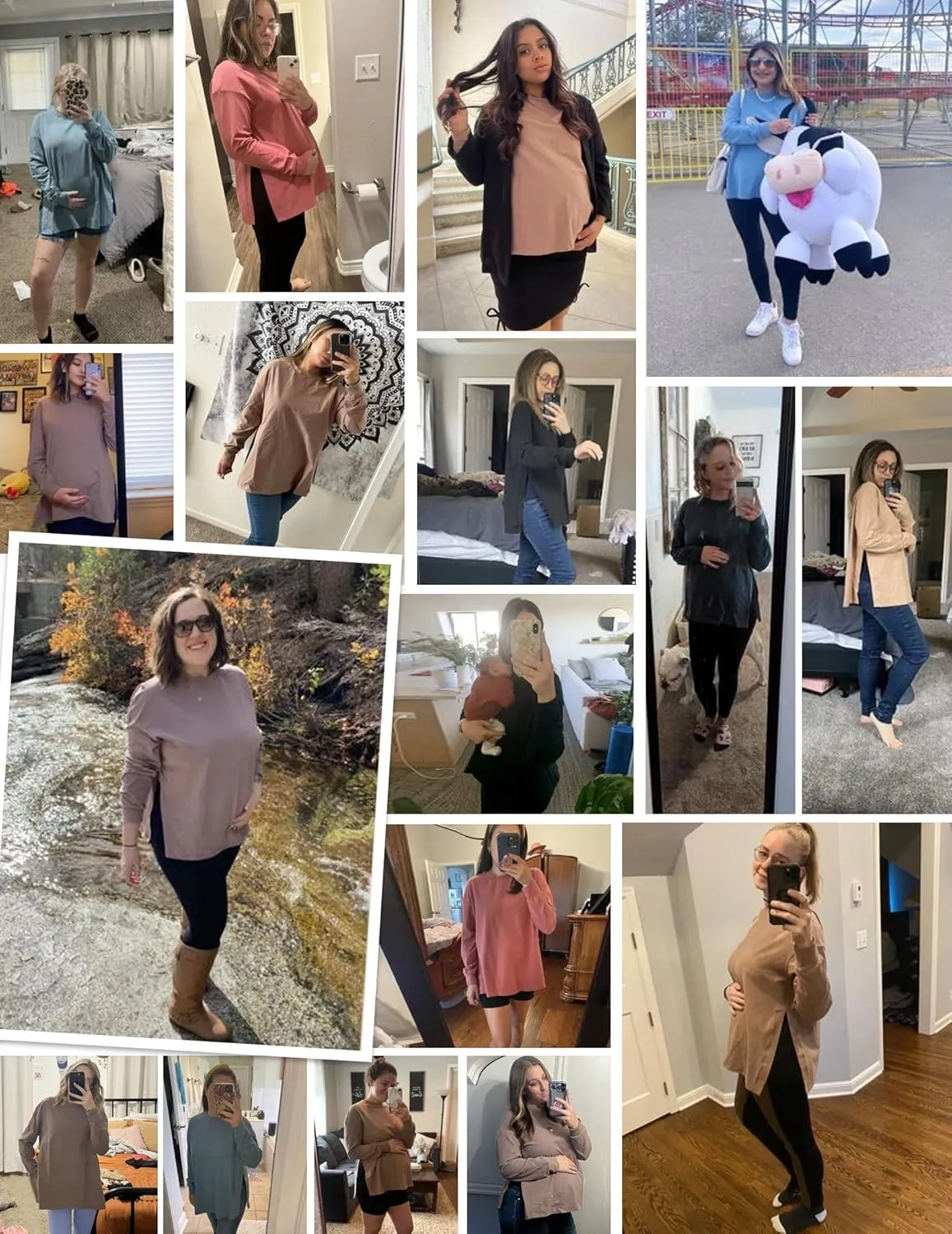 Ekouaer Womens 3 Packs Maternity Shirts Long Sleeve Side Ruched Pregnancy Tee Workout Top Tunic Blouse Mama Clothes