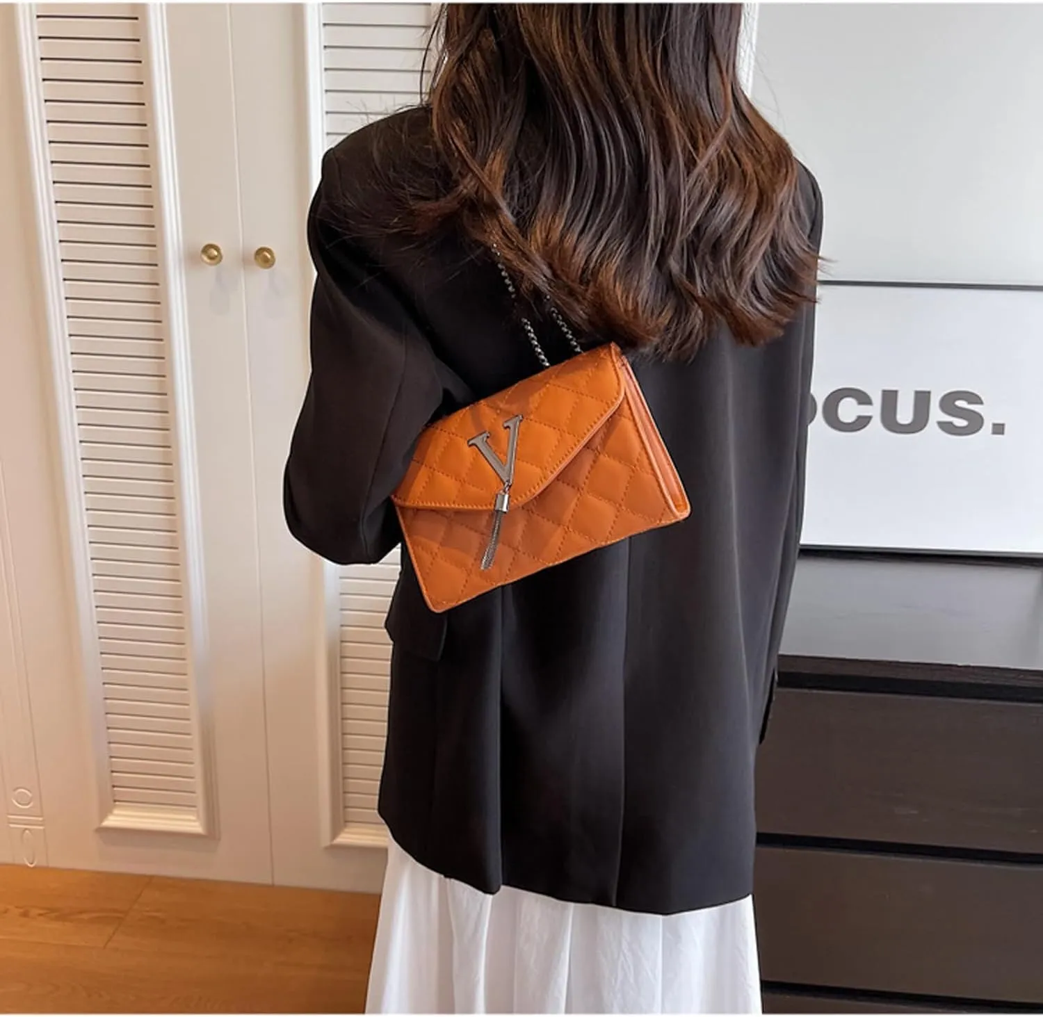 Evening Clutch for Women PU Leather Evening Bag Crossbody Bag Handbag Shoulder Bag for Party Prom Wedding (Brown)