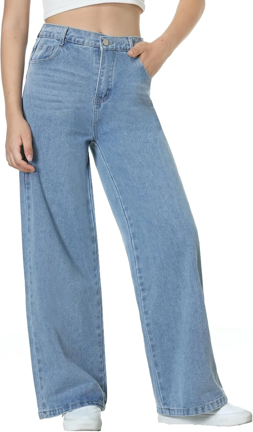 EXARUS Girls Jeans Wide Leg/Flare/Skinny Denim Pants Ripped Baggy High Waisted with Pockets Teen Casual Kids 6-14Y