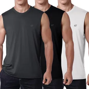 EZRUN Men's Workout Sleeveless Shirts Quick Dry Muscle Swim Shirt Gym Fitness Running Beach Tank Tops