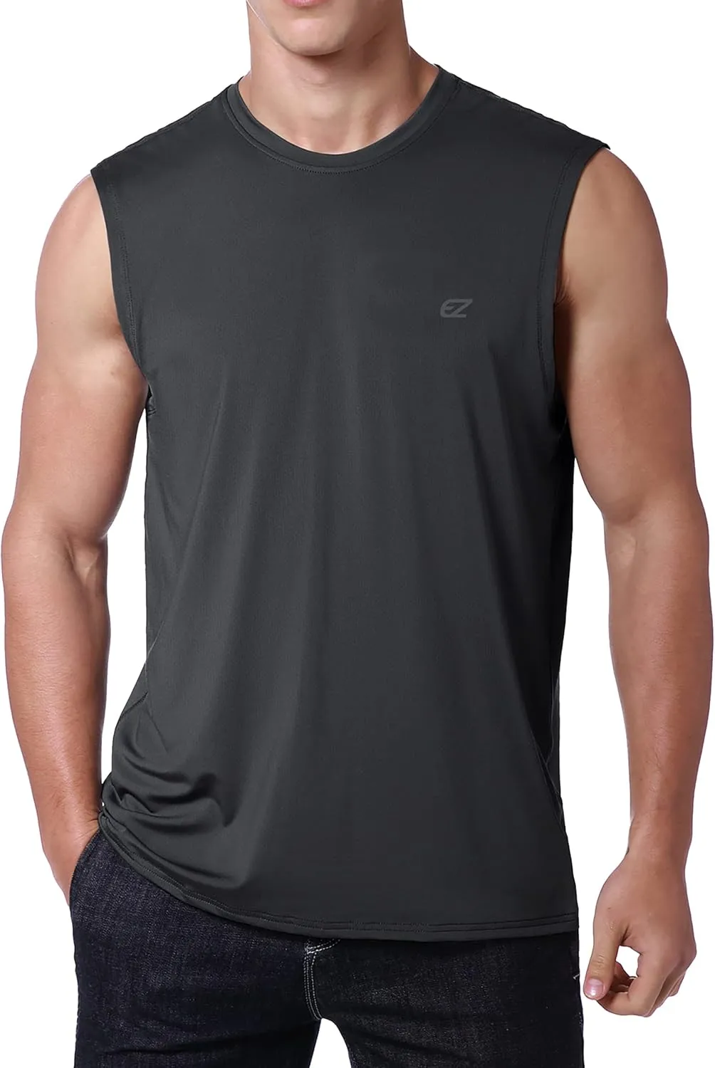 EZRUN Men's Workout Sleeveless Shirts Quick Dry Muscle Swim Shirt Gym Fitness Running Beach Tank Tops