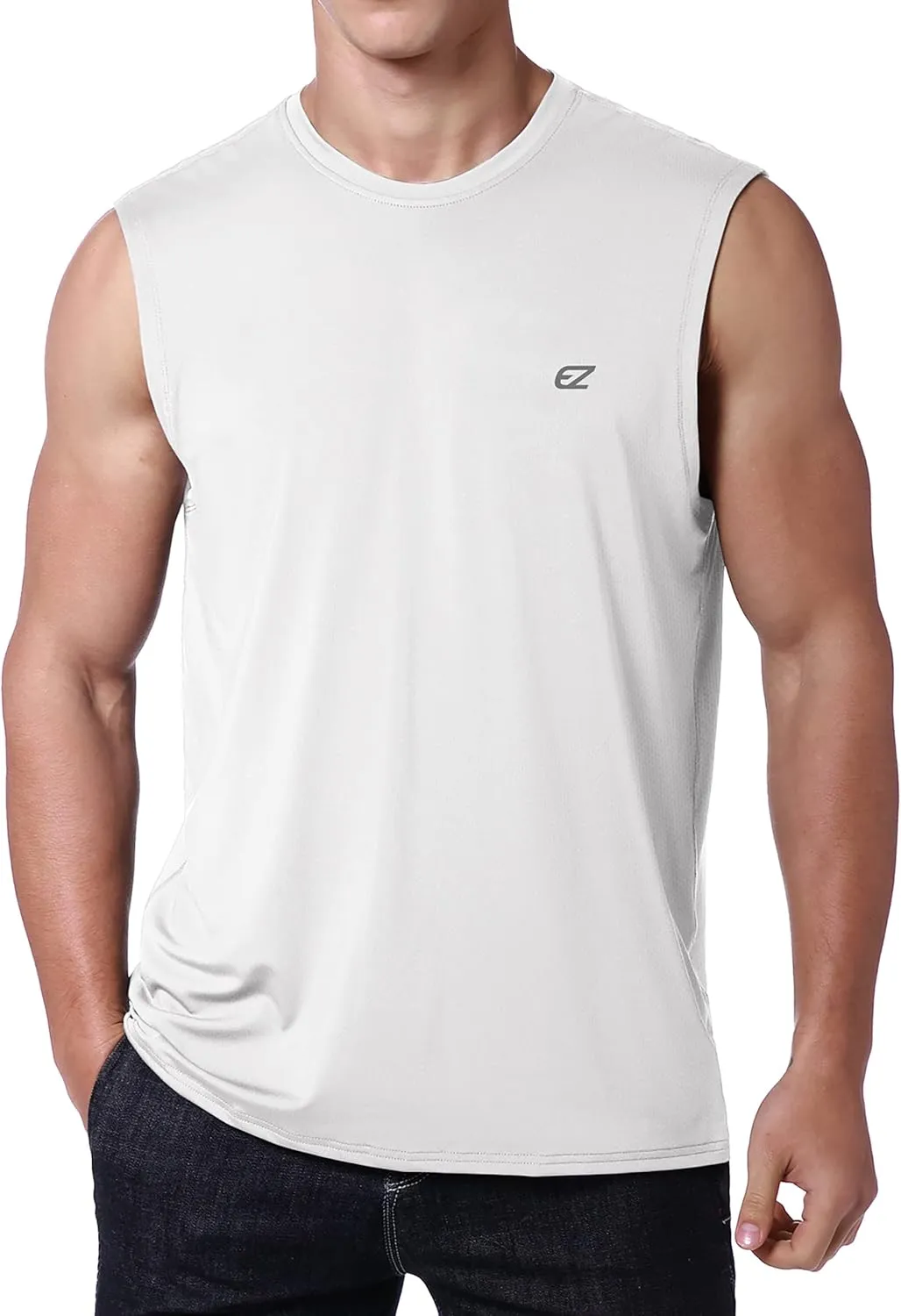 EZRUN Men's Workout Sleeveless Shirts Quick Dry Muscle Swim Shirt Gym Fitness Running Beach Tank Tops