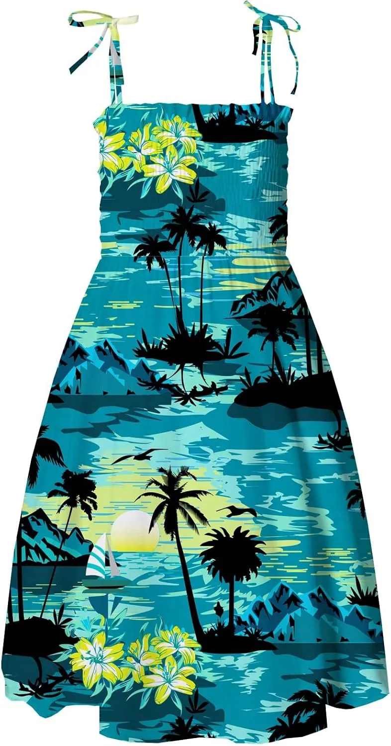 Family Matching Hawaiian Outfits, Dad and Son Beach Vacation Shirts Mommy Daughter Dress, 2T - X-Large