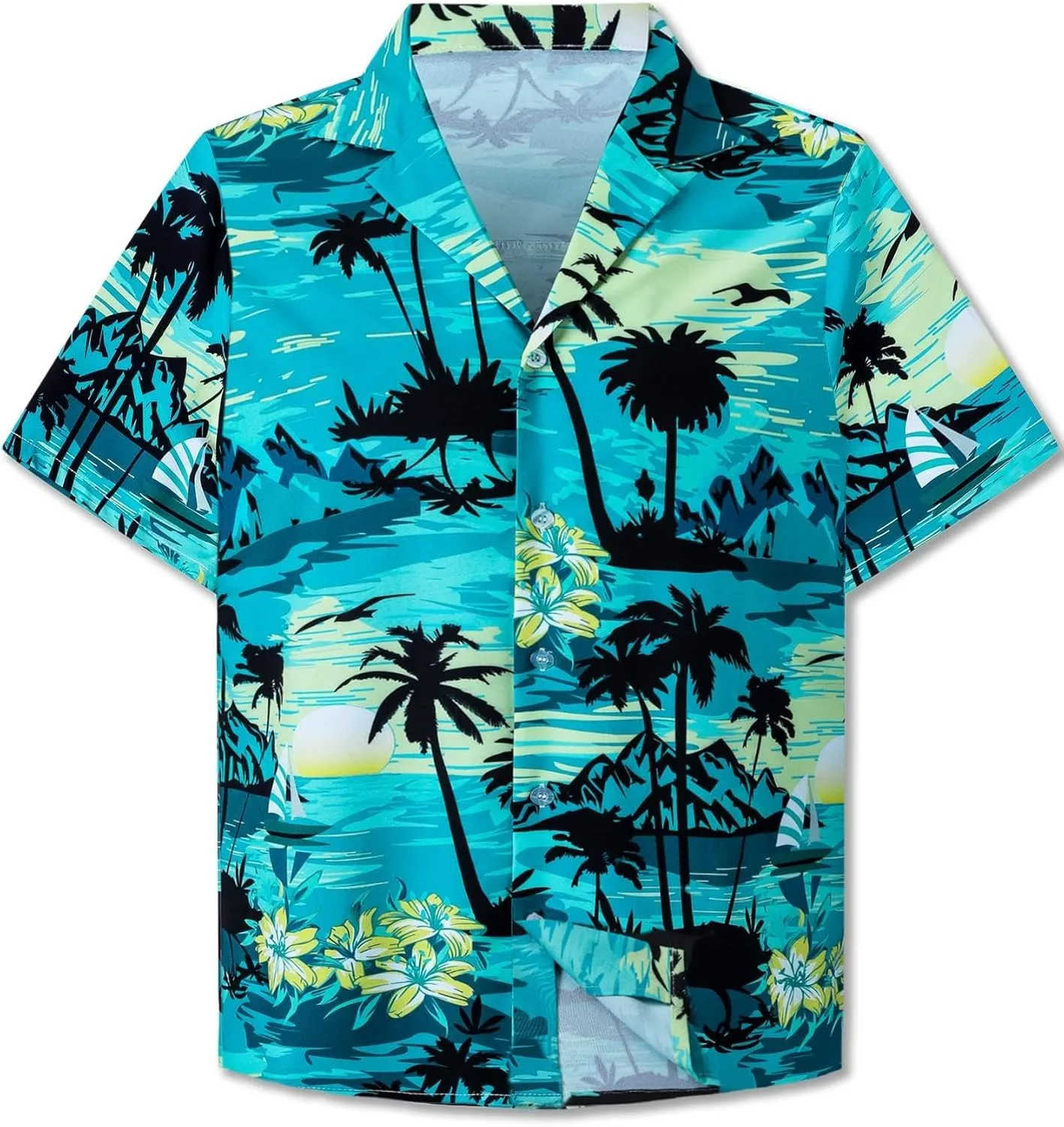 Family Matching Hawaiian Outfits, Dad and Son Beach Vacation Shirts Mommy Daughter Dress, 2T - X-Large